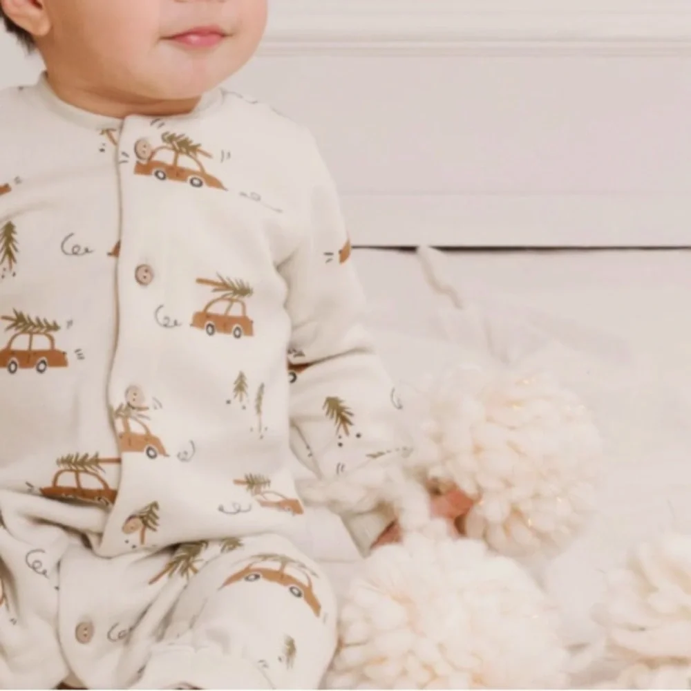 Rylee + Cru Home for the Holidays fleece jumpsuit 0-3m - Picture 1 of 11